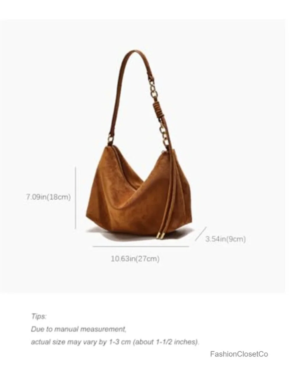 Faux Suede Hobo Crossbody Shoulder Bag with Adjustable Strap